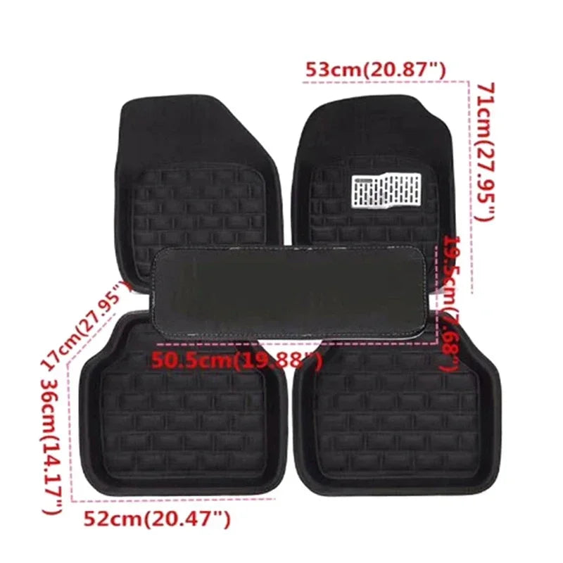 Universal PU Leather Car Floor Mats 5pcs – Anti-Slip Full Set