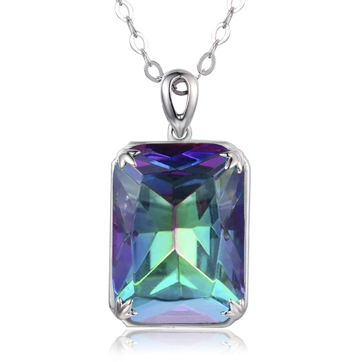 100% Real Silver 925 Necklace Pendant Aquamarine Women Jewelry Birthday Party Banquet Girl Accessories