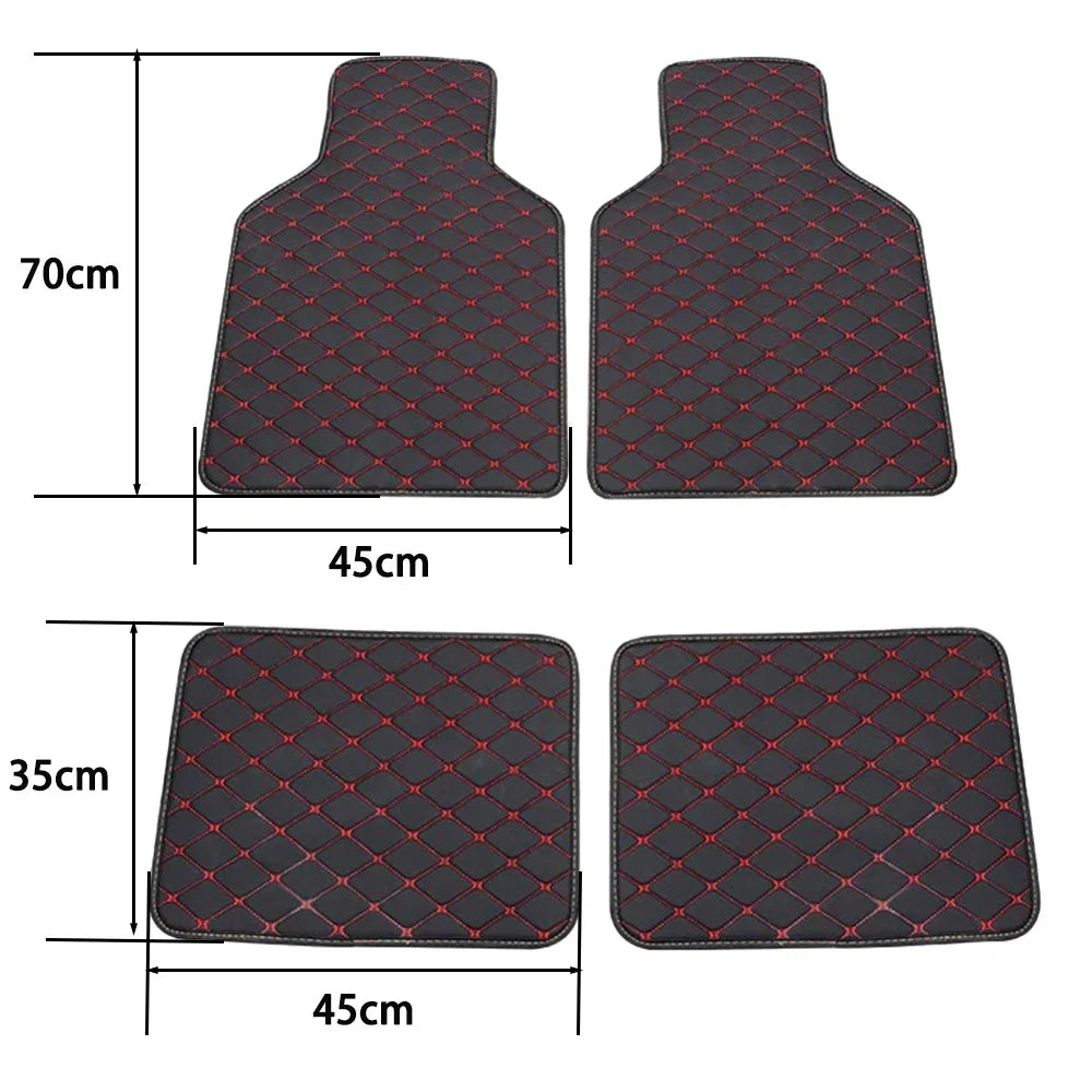 Universal PU Leather Car Floor Mats 4pcs – Multi-Colour