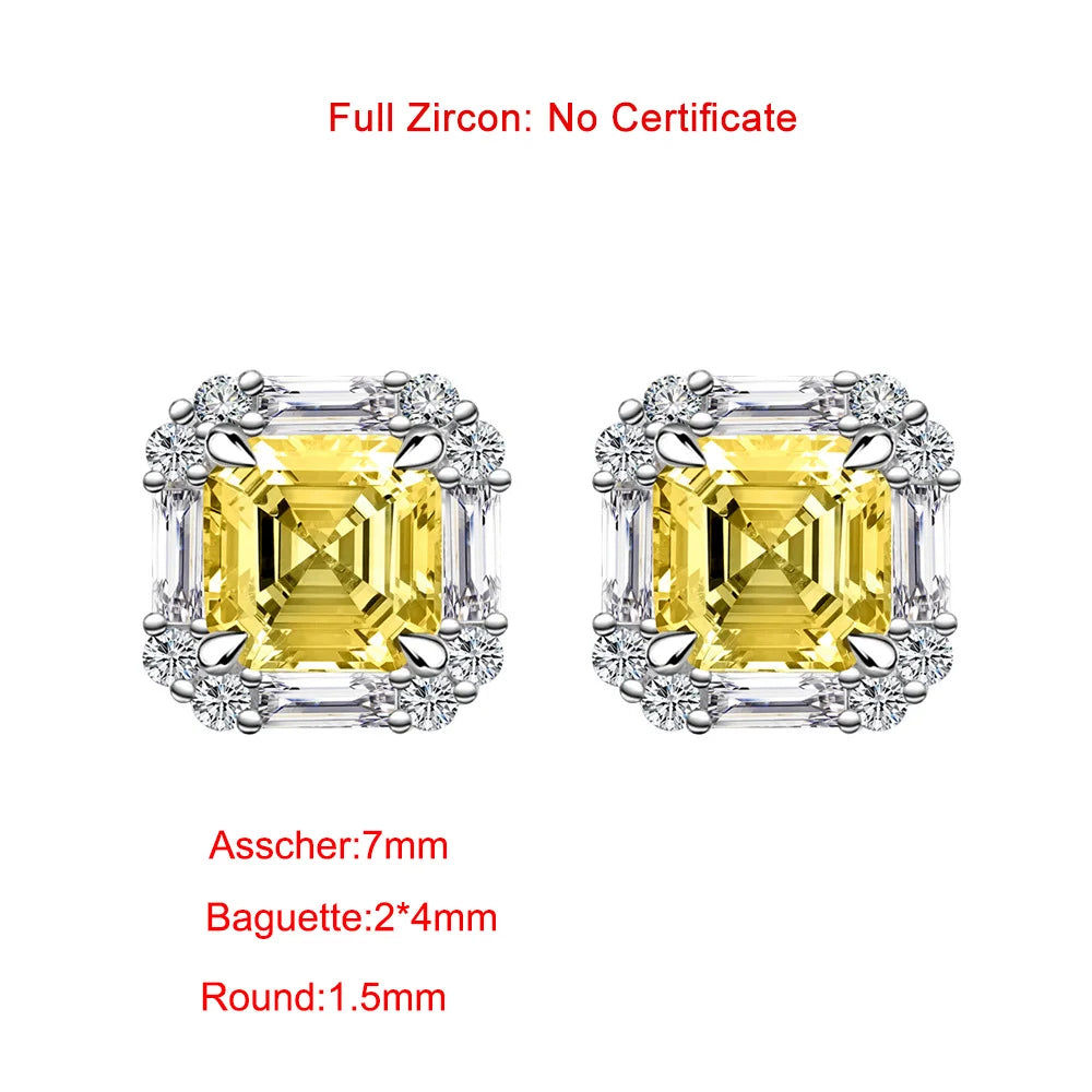 2CT Asscher Cut Moissanite Necklace for Women 925 Sterling Silver Baguette Halo Lab Diamond Pendant Bridal Wedding Jewelry Gifts