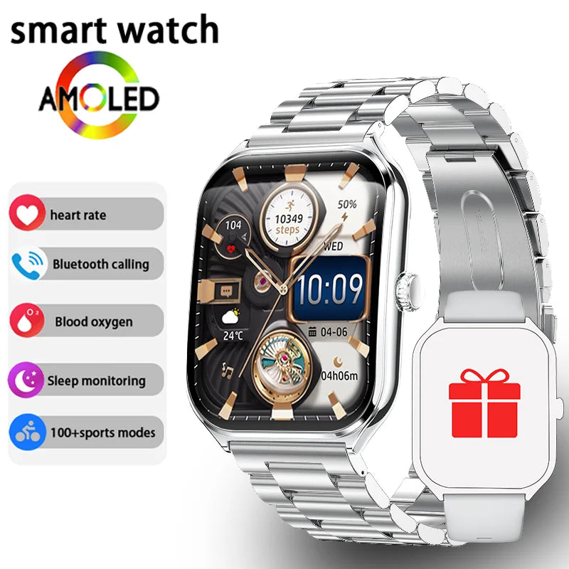 1.96-Inch AMOLED Smartwatch with Bluetooth Calling – Always-On Display