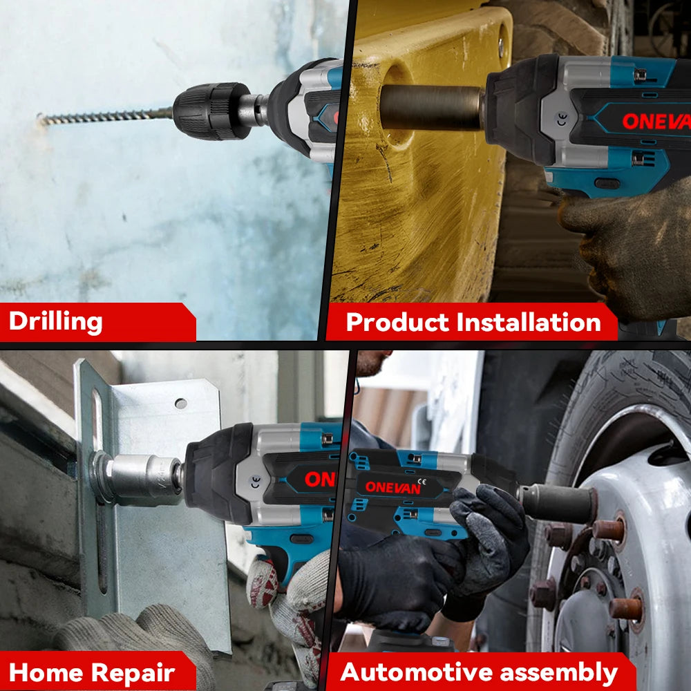 ONEVAN 1800N.M Cordless Brushless Impact Wrench 1/2" — High Torque Power Tool for Makita Battery