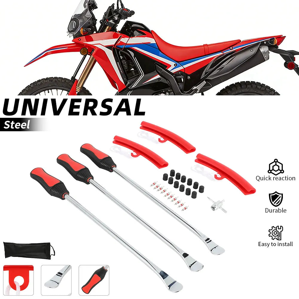 Motorcycles Bicycle Tire Changing Levers Repair Tool Set Tire Spoon Lever Tire Protector Valve Cap Valve Cores For Dirt Pit Bike