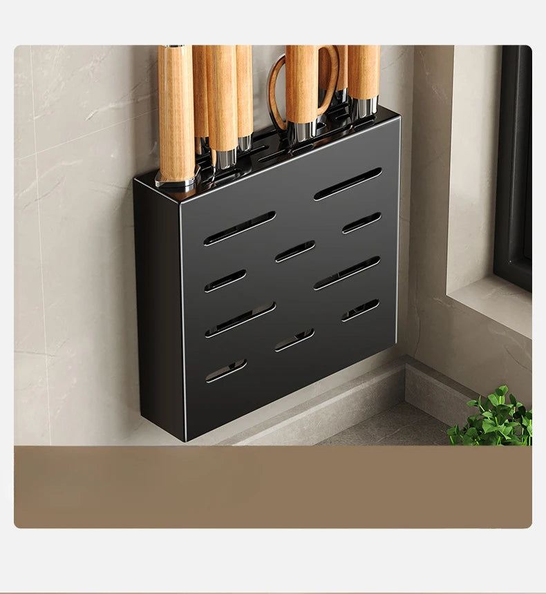 Kitchen Knife Holder Knife Storage Rack No Punching Wall-mounted Storage Box Knife Storage Box Household Knife Storage Seat