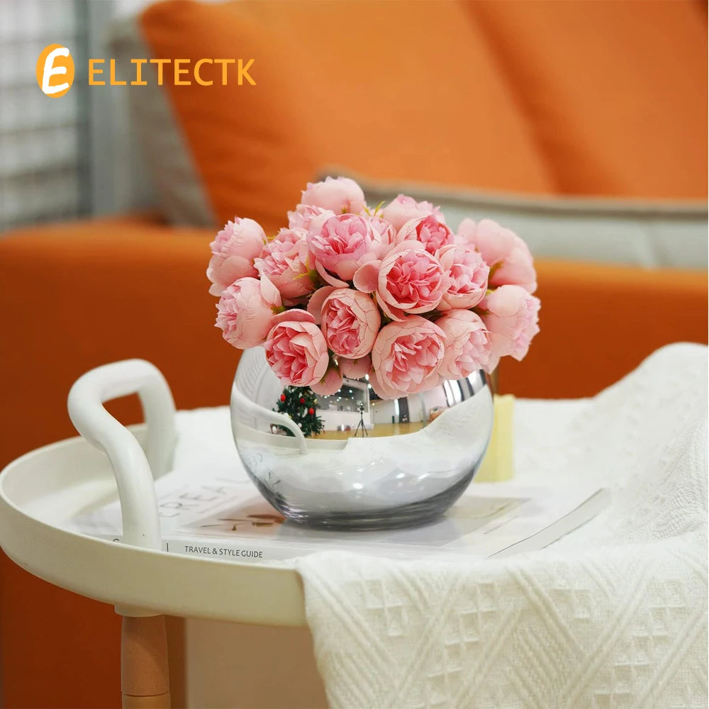 Desk Decor, Glass Candy Dish Desk Organizer to See Behind You, Home Office Aesthetic Table Vases Flower Pot, Cubicle Convex