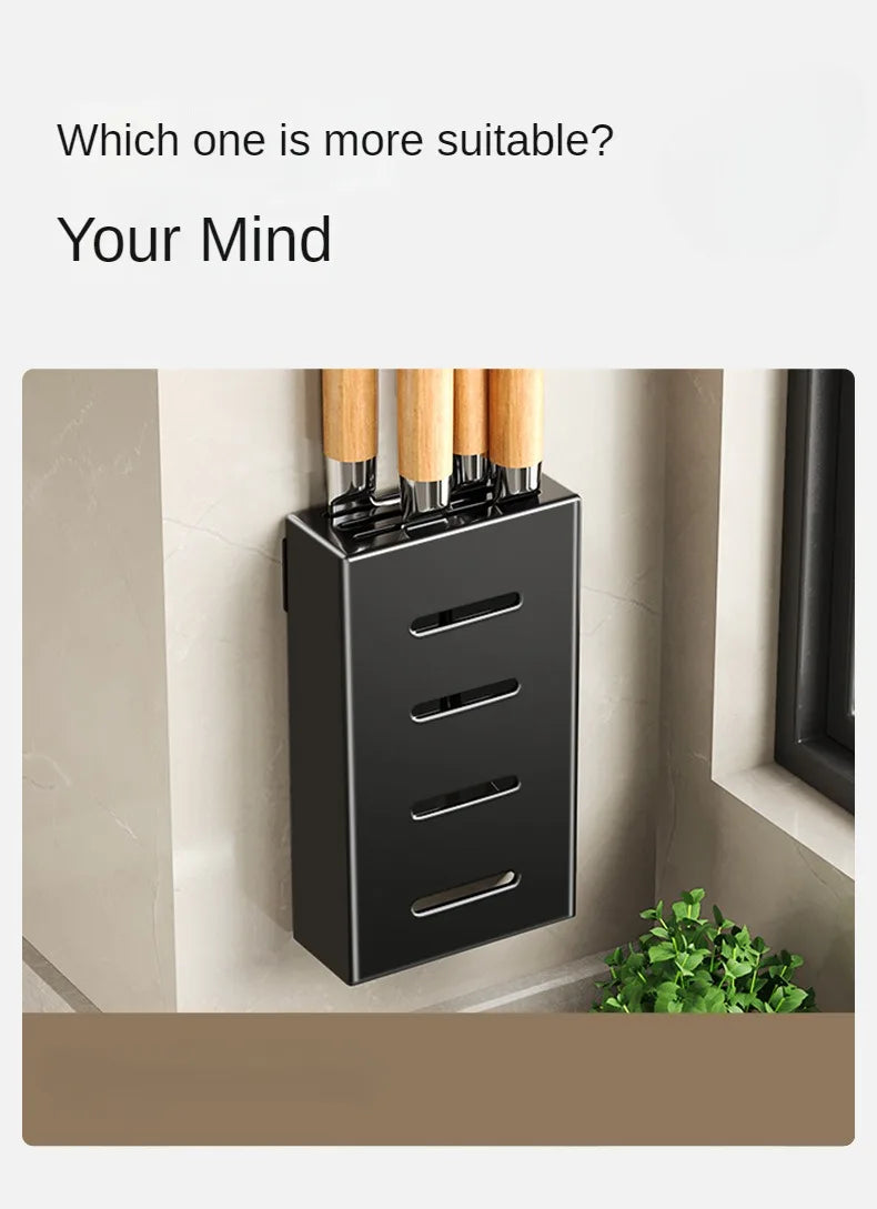 Kitchen Knife Holder Knife Storage Rack No Punching Wall-mounted Storage Box Knife Storage Box Household Knife Storage Seat