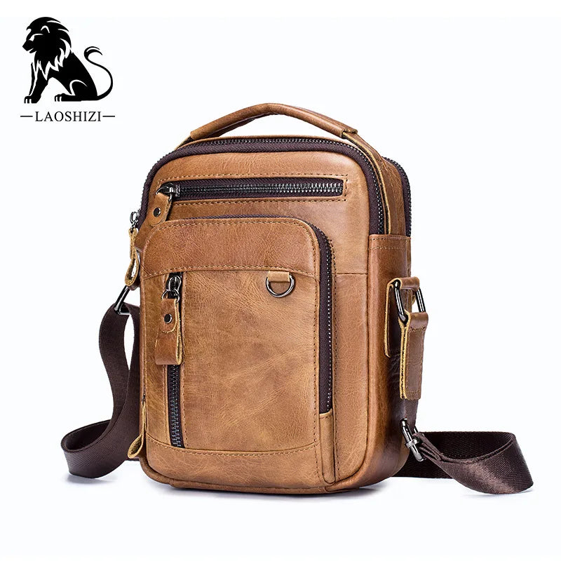 Men's 100% Genuine Leather Shoulder Bag – Compact Crossbody Handbag