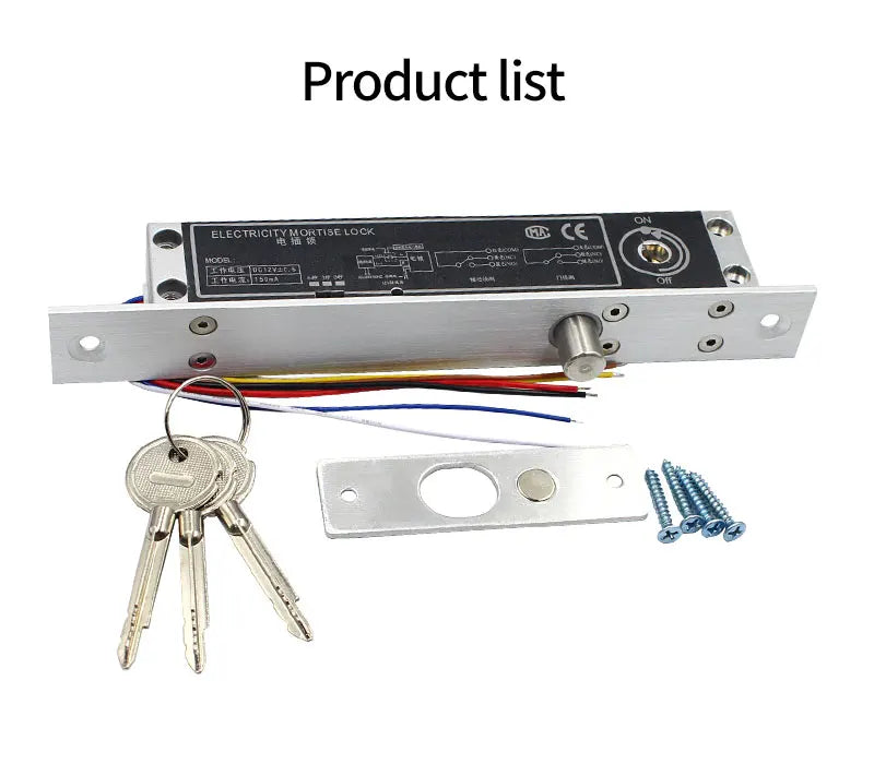 12V Fail Secure Electric Drop Bolt Lock for Electronic Door Access Control System Deadbolt Lock with Mechanical Key Time Delay