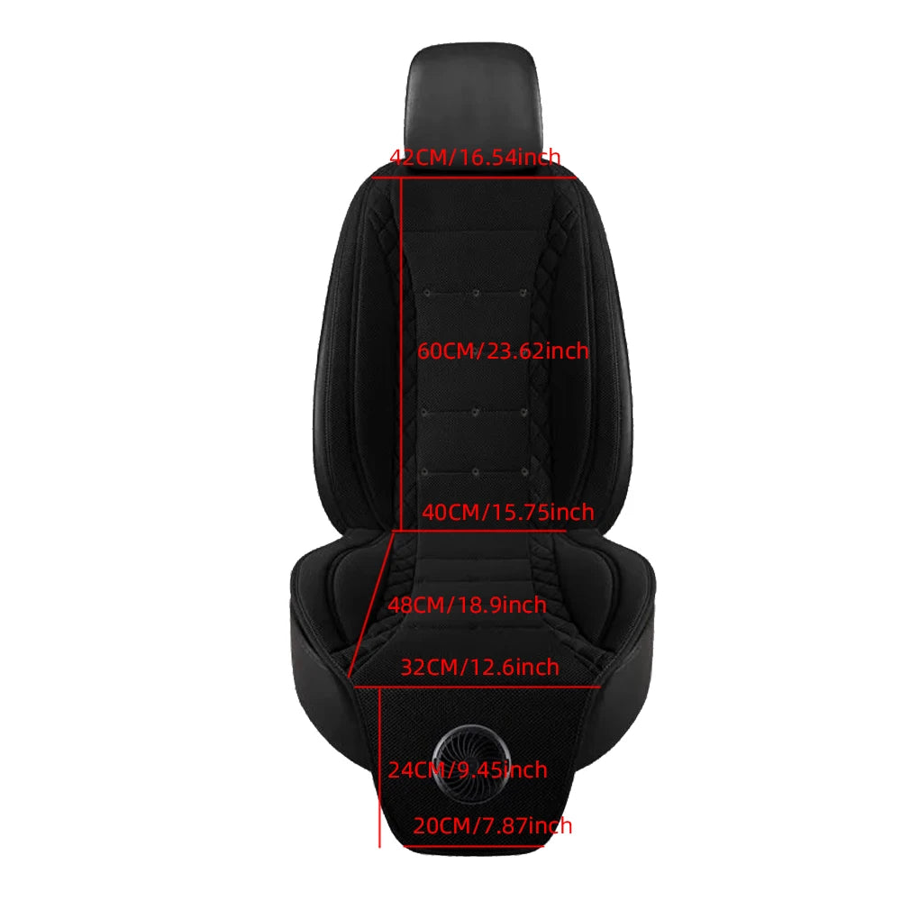 Car Cooling Seat Cushion with Fan — 12V/24V USB Breathable Summer Seat Cover, 3-Speed Adjustment