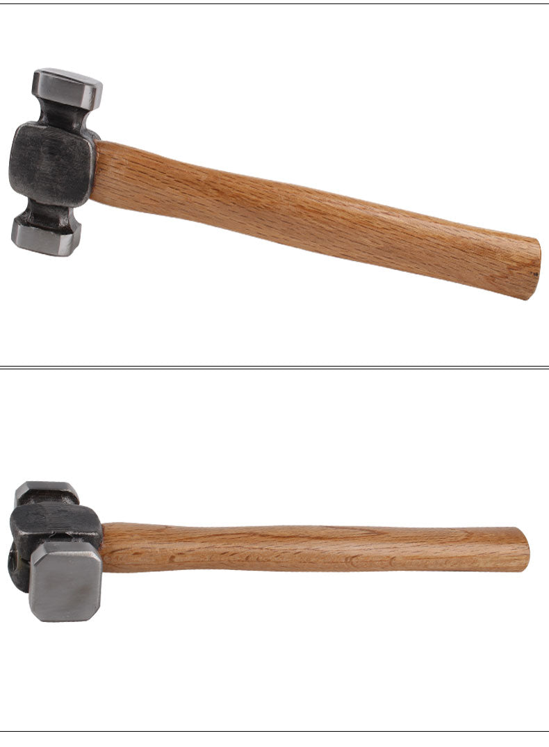 Iron hammer Blacksmith forging household wooden handle Hand forging tools Wood handle Steel hammer Sheet metal hammer