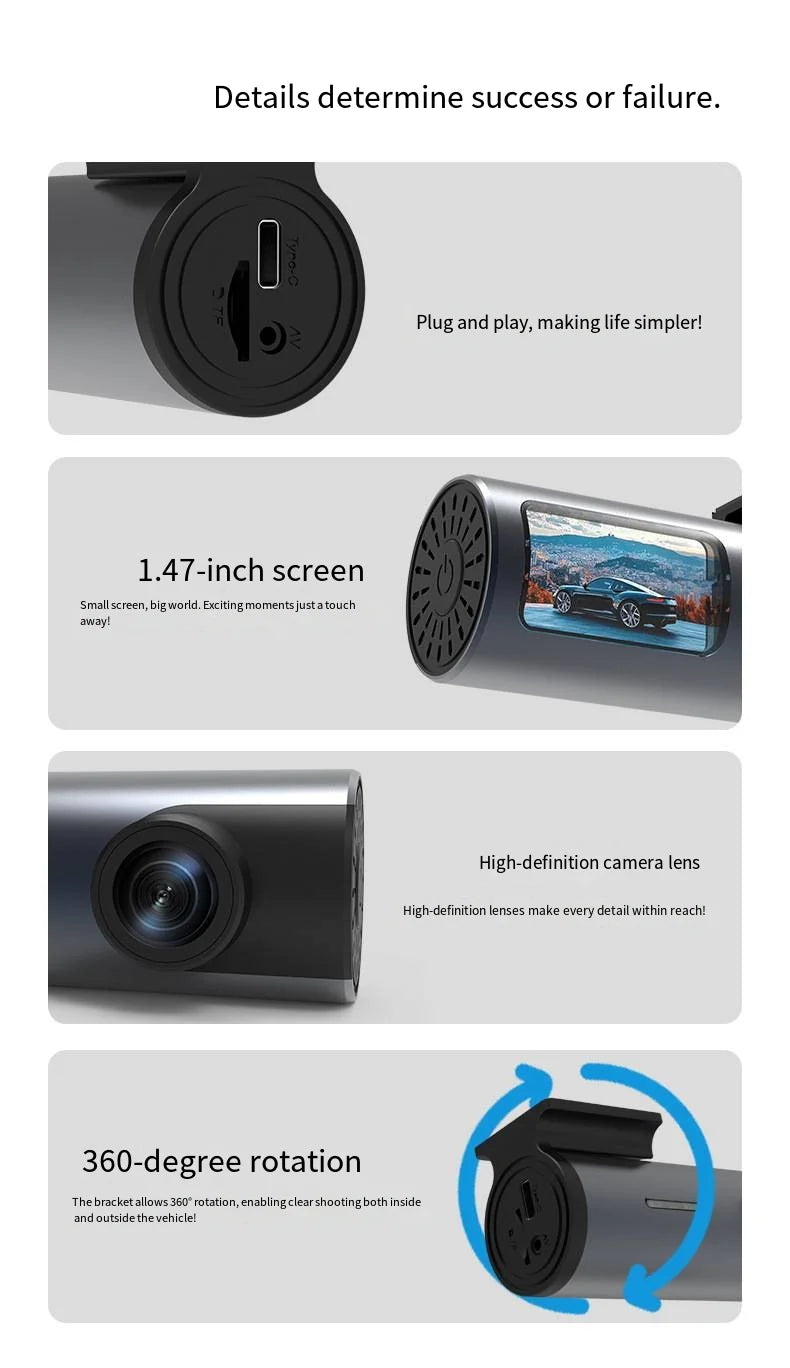 1080P Dash Cam for Cars Car Camera Dash Cam WIFI Camera for Car Front and Rear Dash Camera Black Box 24H Parking Mode Recorder