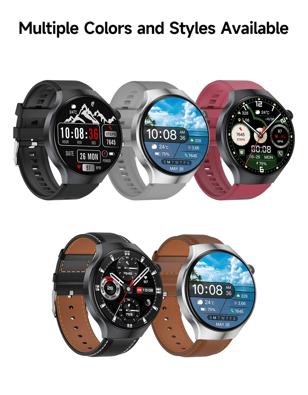 New Men's Smart Watch ,Health Monitor ,Bluetooth Call ,1000mAh Battery large battery,LED Flashlight ,100+Sport Mode Smart Watch