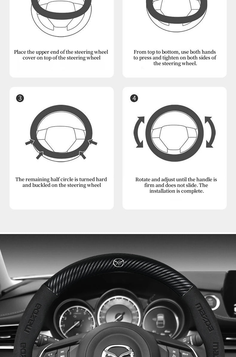 Funda para volante de Mazda – Piel genuina, fibra de carbono, para Axela, CX3, CX5, CX30, MX30