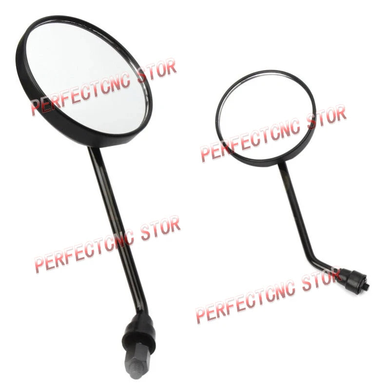 A Pair Black Motorcycle Scooter Mirrors Motorbike Rear View Mirror M8 M10 Round Oval Convex Mirror For Mountain Road Bike Moto
