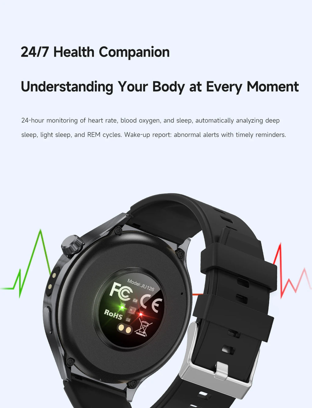 New Men's Smart Watch ,Health Monitor ,Bluetooth Call ,1000mAh Battery large battery,LED Flashlight ,100+Sport Mode Smart Watch