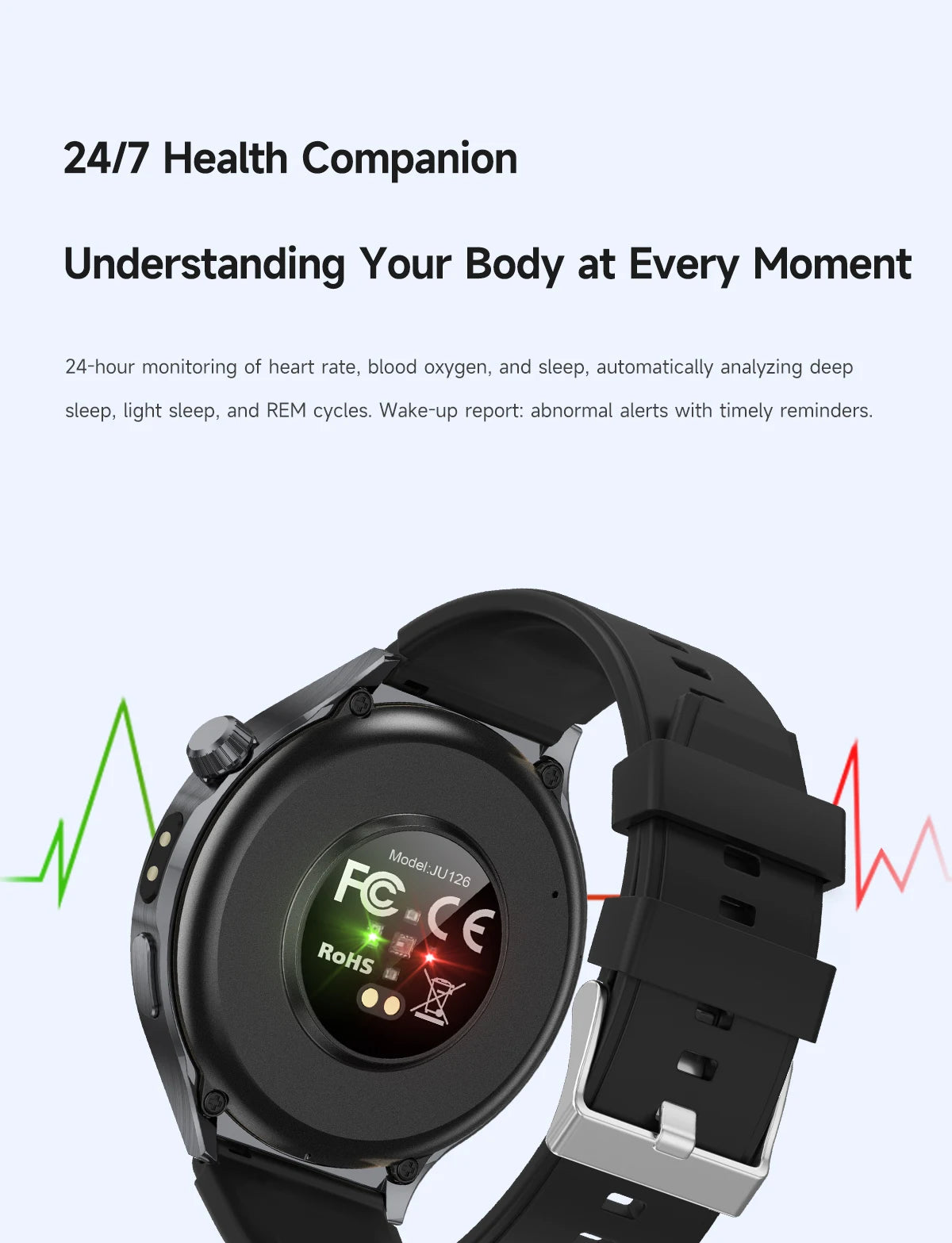 New Men's Smart Watch ,Health Monitor ,Bluetooth Call ,1000mAh Battery large battery,LED Flashlight ,100+Sport Mode Smart Watch