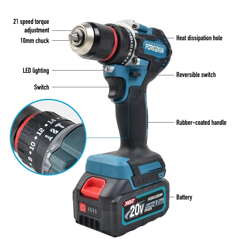 Cordless Lithium Battery Drill — 2-Speed Electric Screwdriver & Power Drill for Home DIY