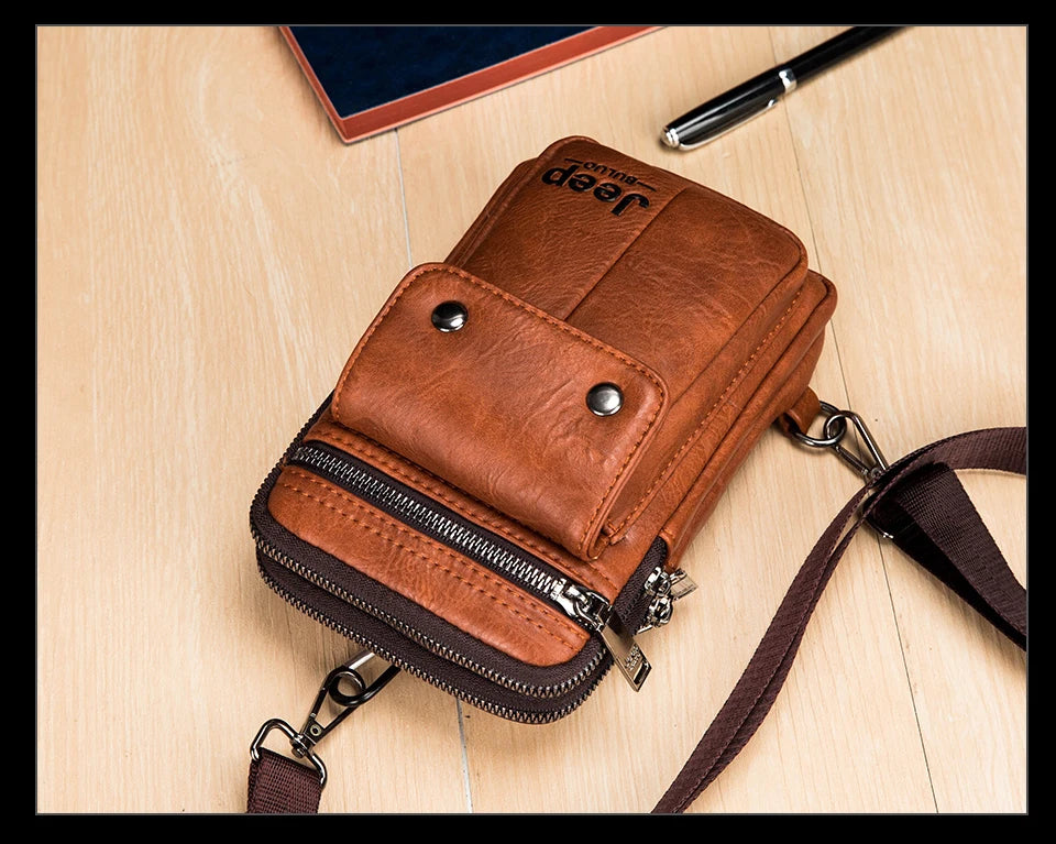 JEEP BULUO Small Multi-function Sling Crossbody Bag Brand Men Shoulder Bag Legs Waist Bag For Man New Fashion Casual Cool Mini