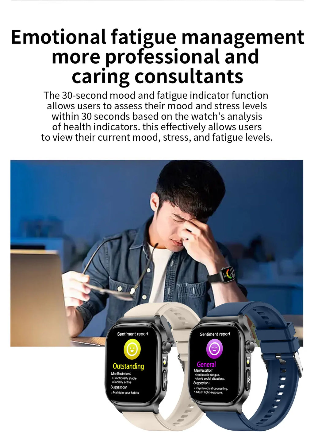 AMOLED Health Smartwatch with ECG, Blood Oxygen, Blood Pressure & Body Fat Tracking