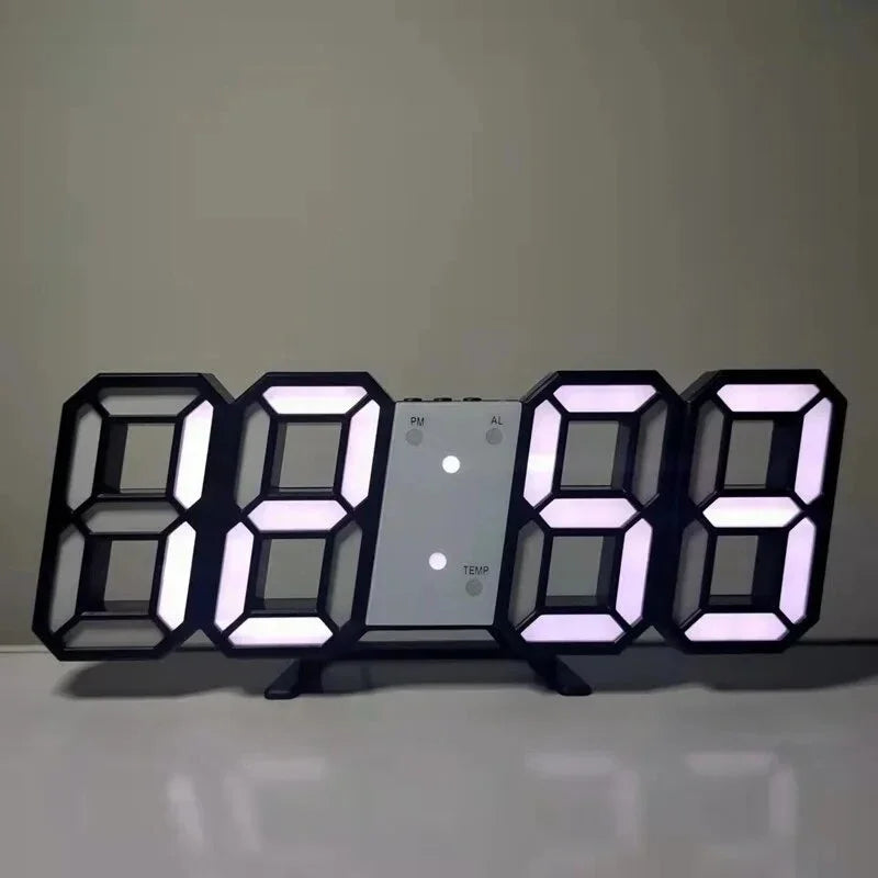 LED Digital Wall Clock with Alarm, Modern Home Decor for Bedroom and Living Room