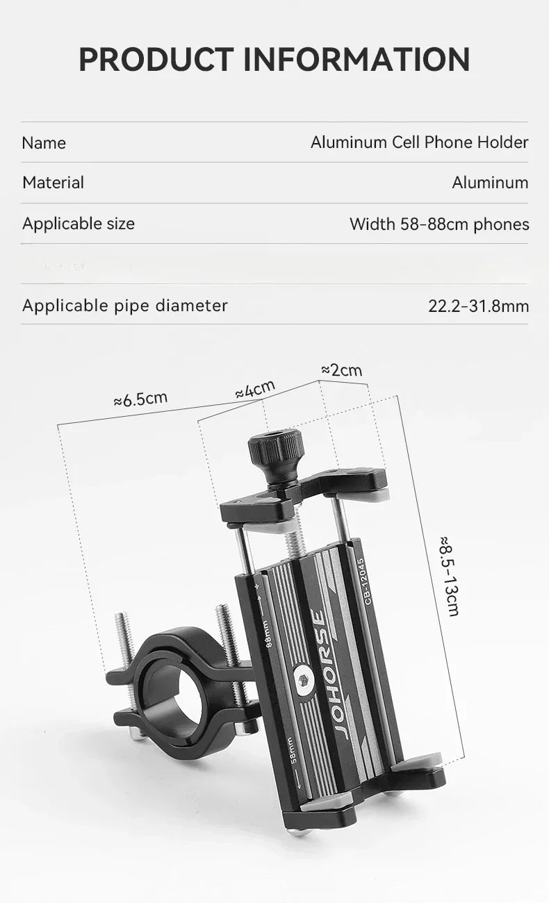 Soporte de teléfono para motocicleta, bicicleta eléctrica, teléfono inteligente, aleación de aluminio CNC, soporte de cuatro garras para bicicleta