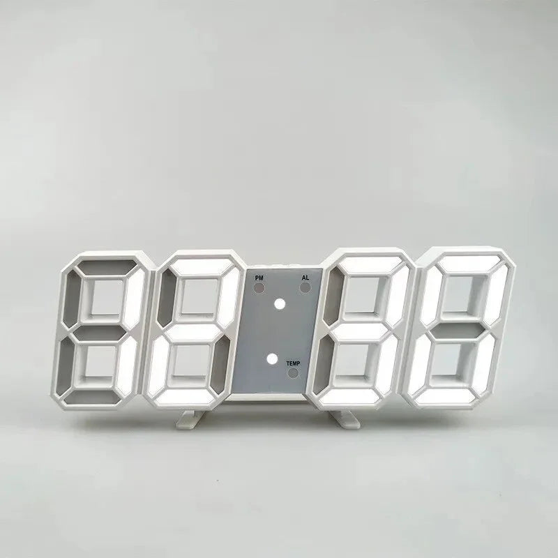 LED Digital Wall Clock with Alarm, Modern Home Decor for Bedroom and Living Room