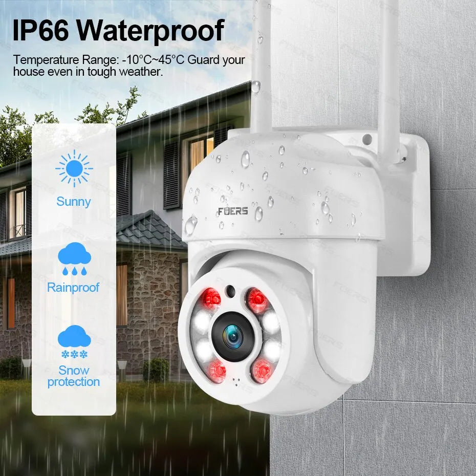 FUERS 3MP PTZ Outdoor WiFi Security Camera, 4X Zoom, AI Auto Tracking