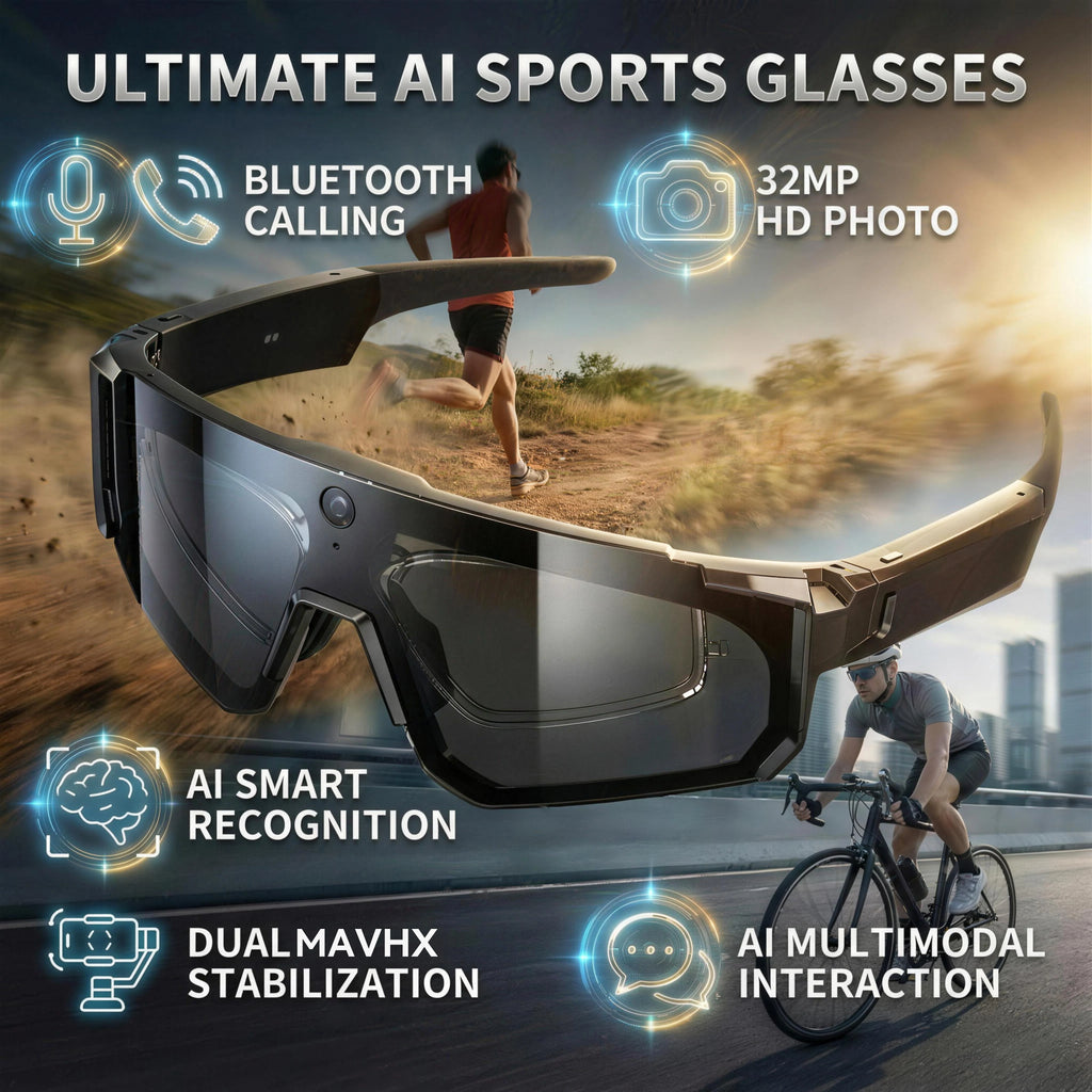 2026 New Smart Glasses Men 800W HD Photo Video Bluetooth Call Translation Anti Glare Running Baseball Sunglasses Cycling Glasses