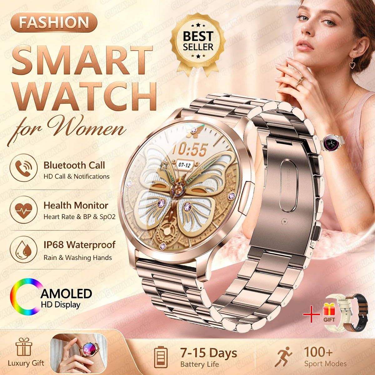 1.32-Inch AMOLED Smartwatch with 100+ Sports Modes & Bluetooth Calling