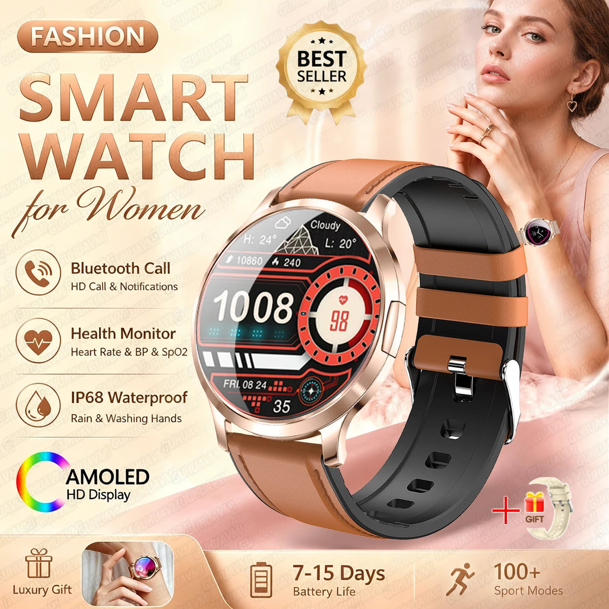1.32-Inch AMOLED Smartwatch with 100+ Sports Modes & Bluetooth Calling