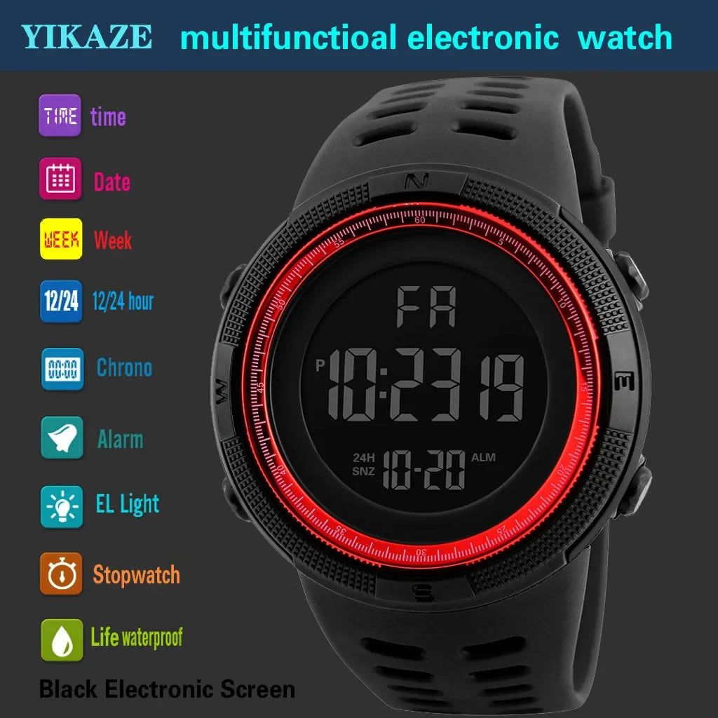Men's Sport Digital Watch, Big Dial Luminous Waterproof Military Electronic Wristwatch