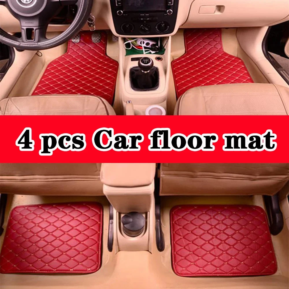 Universal PU Leather Car Floor Mats 4pcs – Multi-Colour
