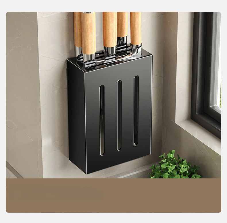 Kitchen Knife Holder Knife Storage Rack No Punching Wall-mounted Storage Box Knife Storage Box Household Knife Storage Seat