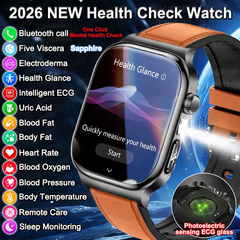 AMOLED Health Smartwatch with ECG, Blood Oxygen, Blood Pressure & Body Fat Tracking