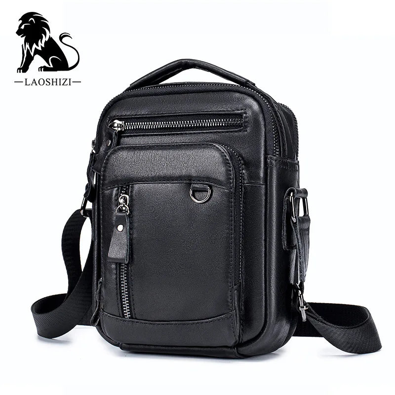 Men's 100% Genuine Leather Shoulder Bag – Compact Crossbody Handbag