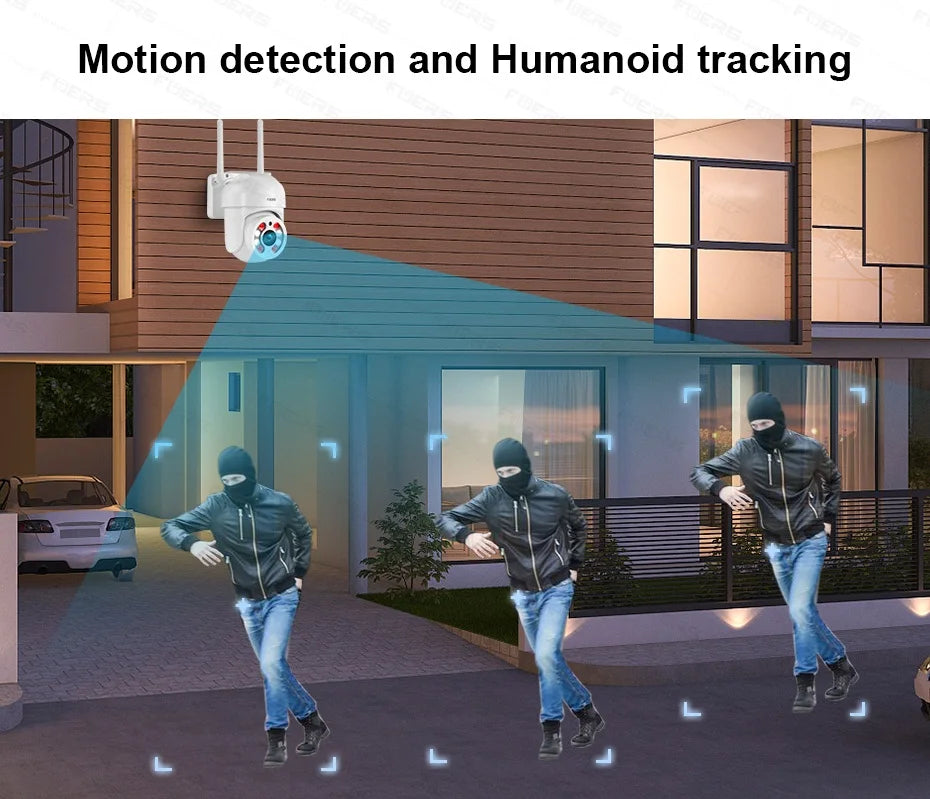 FUERS 3MP PTZ Outdoor WiFi Security Camera, 4X Zoom, AI Auto Tracking