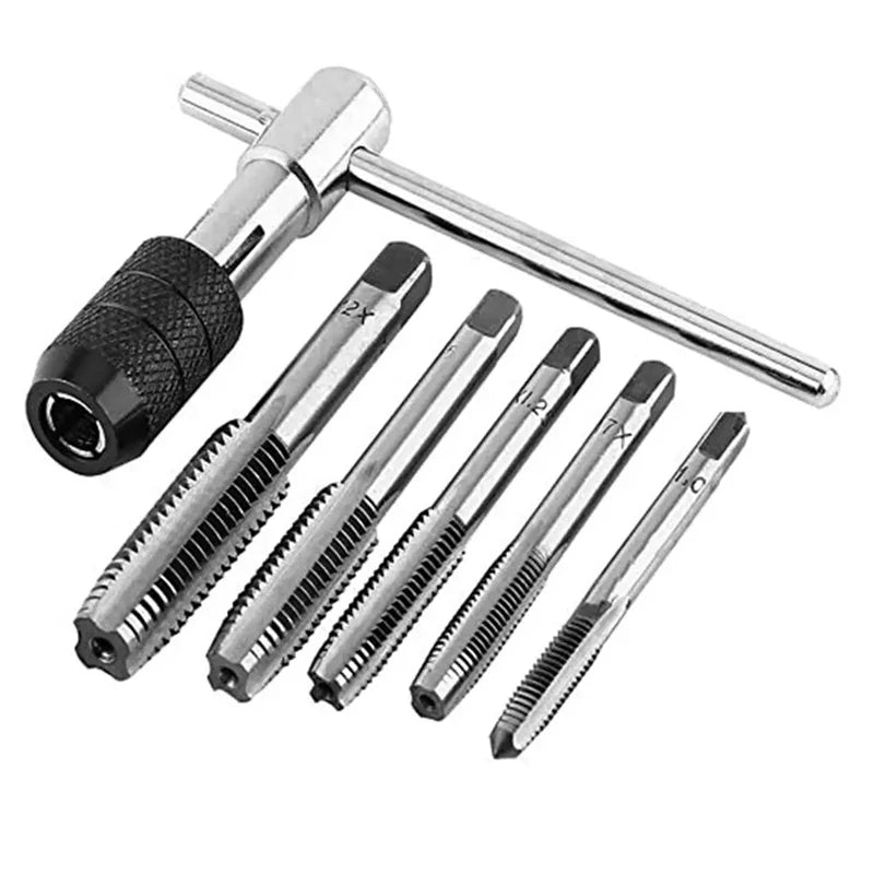 T-Handle Wrench  M3 M4 M5 M6 M8 Hand Tap Reamer Thread Tapping Tool Set Adjustable Machine Screw Thread Tapping Drill Bit