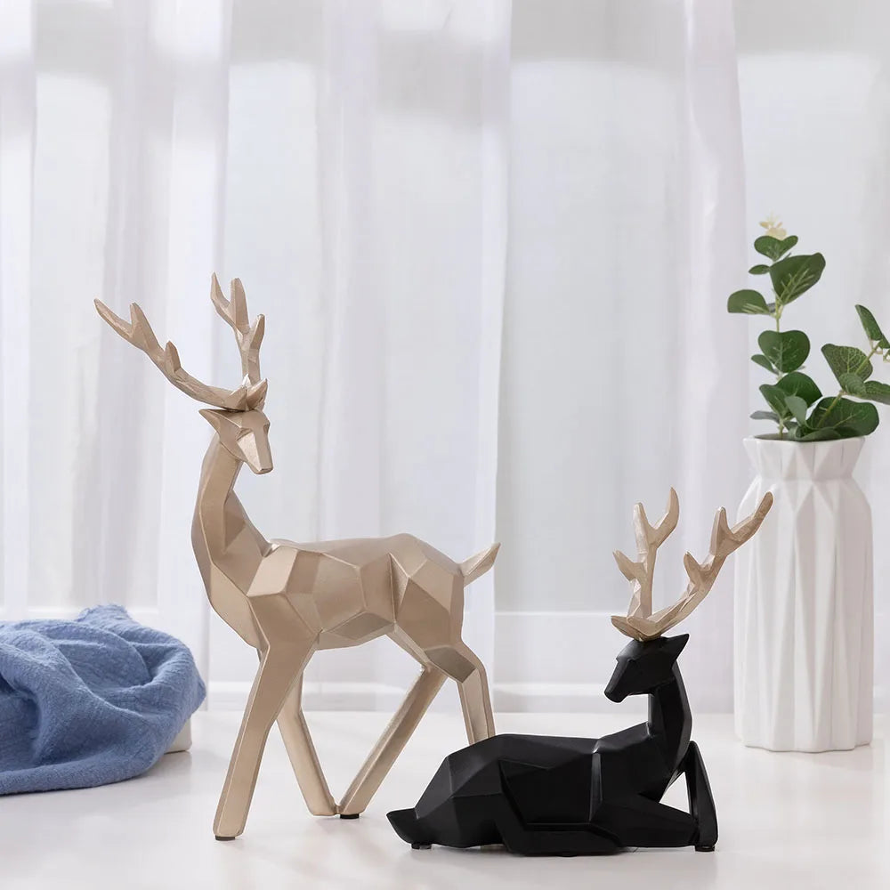 Adorno Europeo Geométrico de Ciervo de Resina, Artesanía Decorativa para Sala de Estar