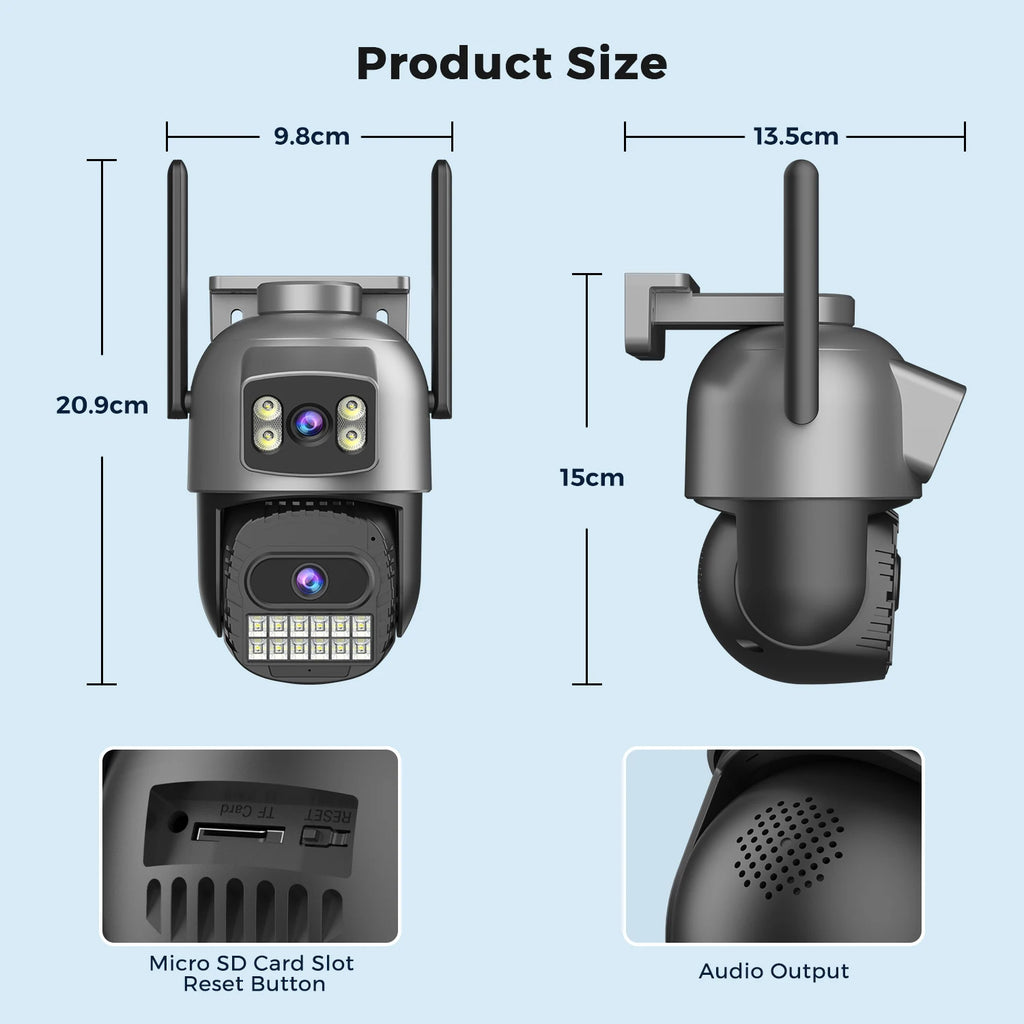 15MP PTZ IP Security Camera, 30x Optical Zoom Outdoor WiFi with Auto Tracking