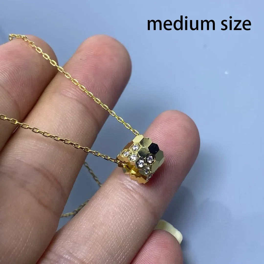 Honeycomb Design S925 Pure Silver Necklace With Diamond inlay, luxurious and Exquisite Women's Fashion Jewelry, Wedding Gift