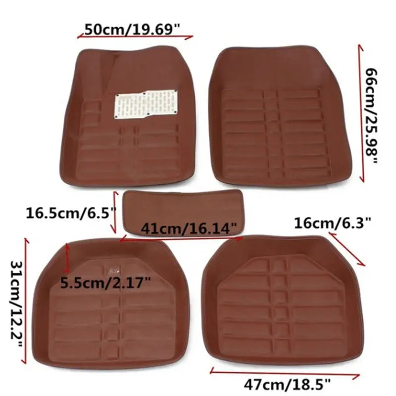 Alfombrillas universales de 5 piezas para coche – Marrón todo tiempo