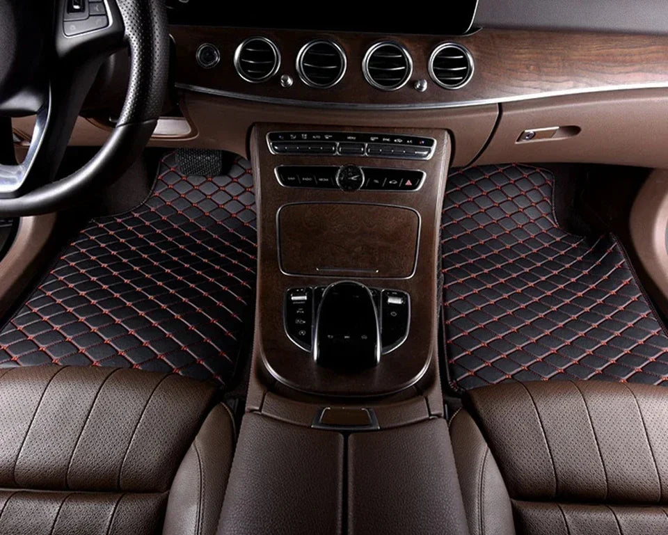 Juego universal de 5 alfombrillas de piel sintética impermeables para coche