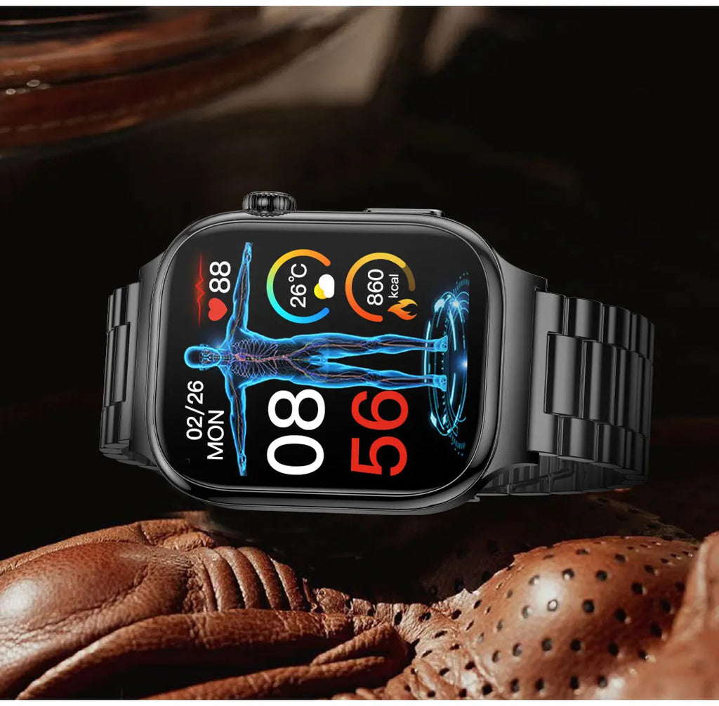 AMOLED Health Smartwatch with ECG, Blood Oxygen, Blood Pressure & Body Fat Tracking