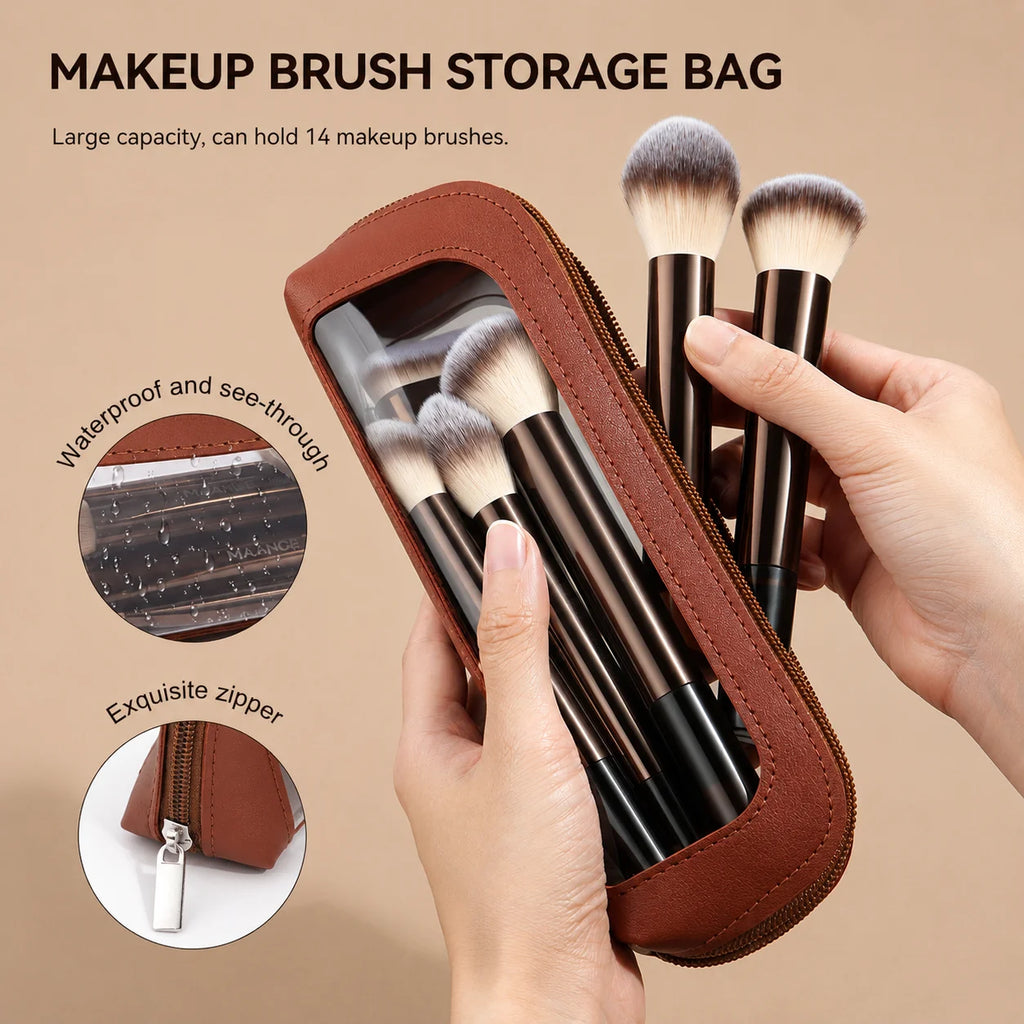 14pcs Professional Makeup Brushes – Premium Synthetic Travel Set