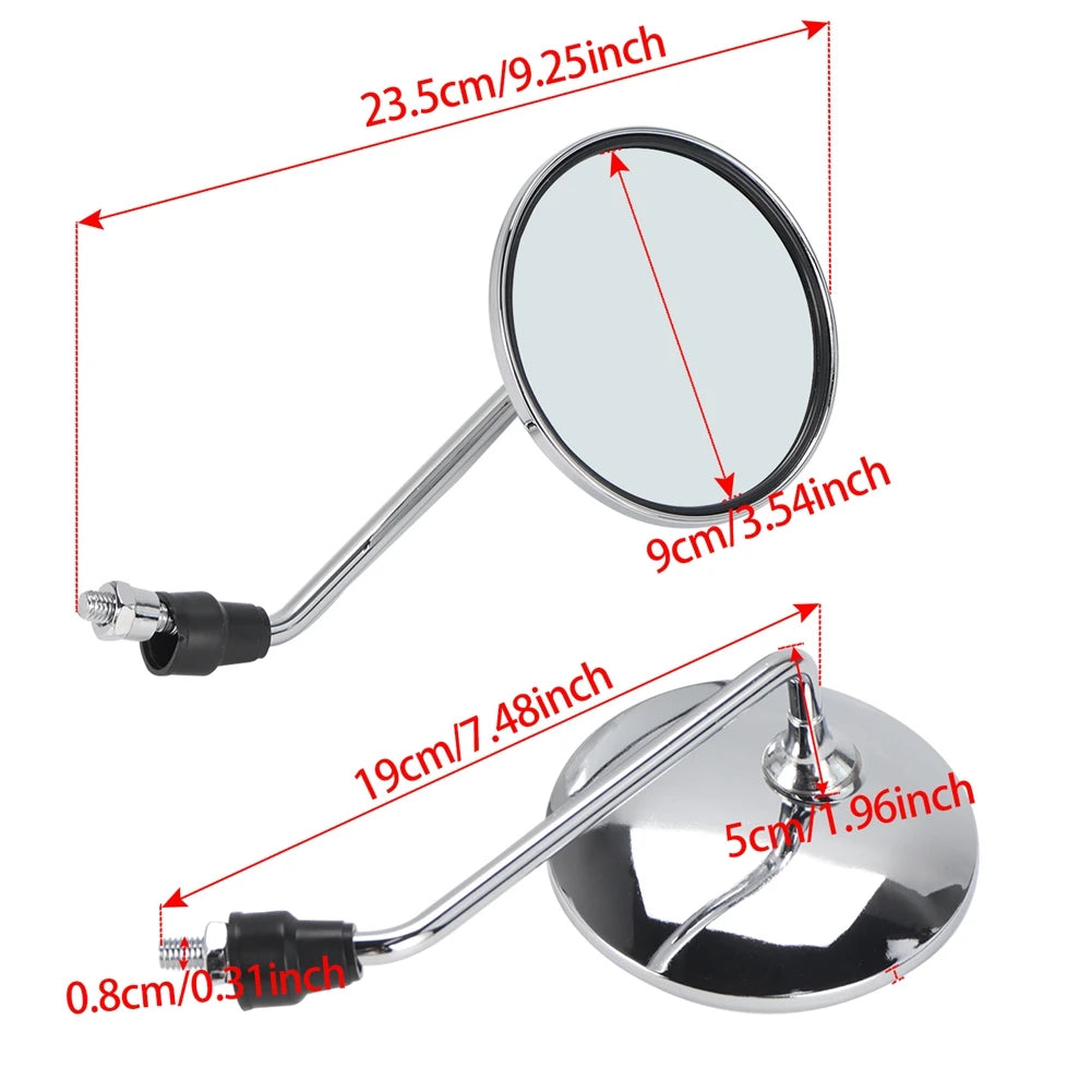 Motorcycle Mirrors Universal 8mm/10mm Round Motorcycle Rear View Side Mirrors Handle Bar for Mountain Bike Dirt Bike ATV