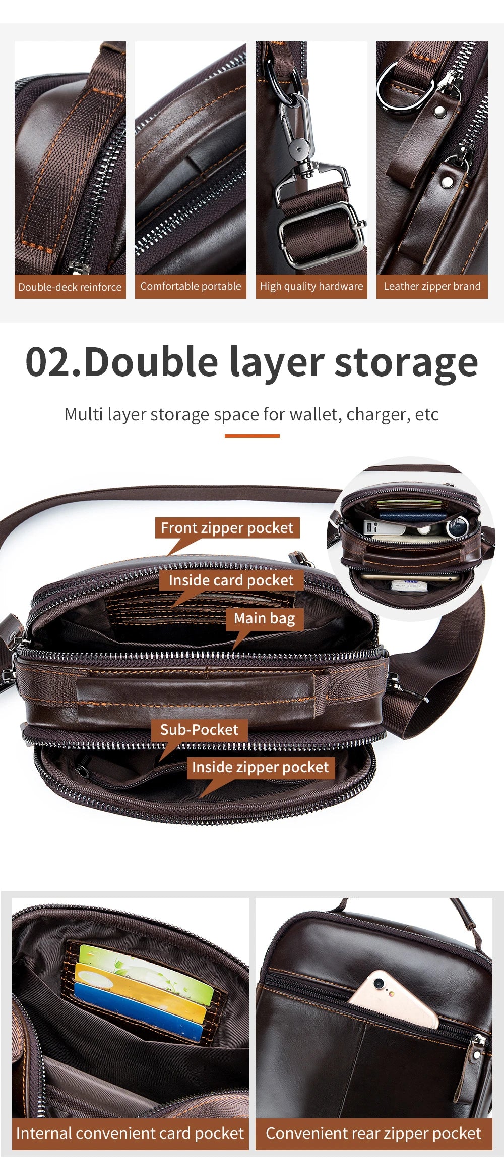 Men's Retro Cowhide Leather Crossbody Bag – Trendy Shoulder Bag