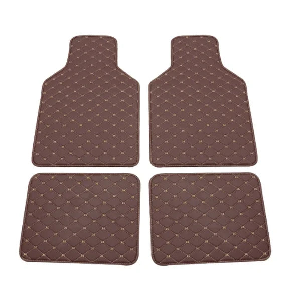 Universal PU Leather Car Floor Mats 4pcs – Multi-Colour