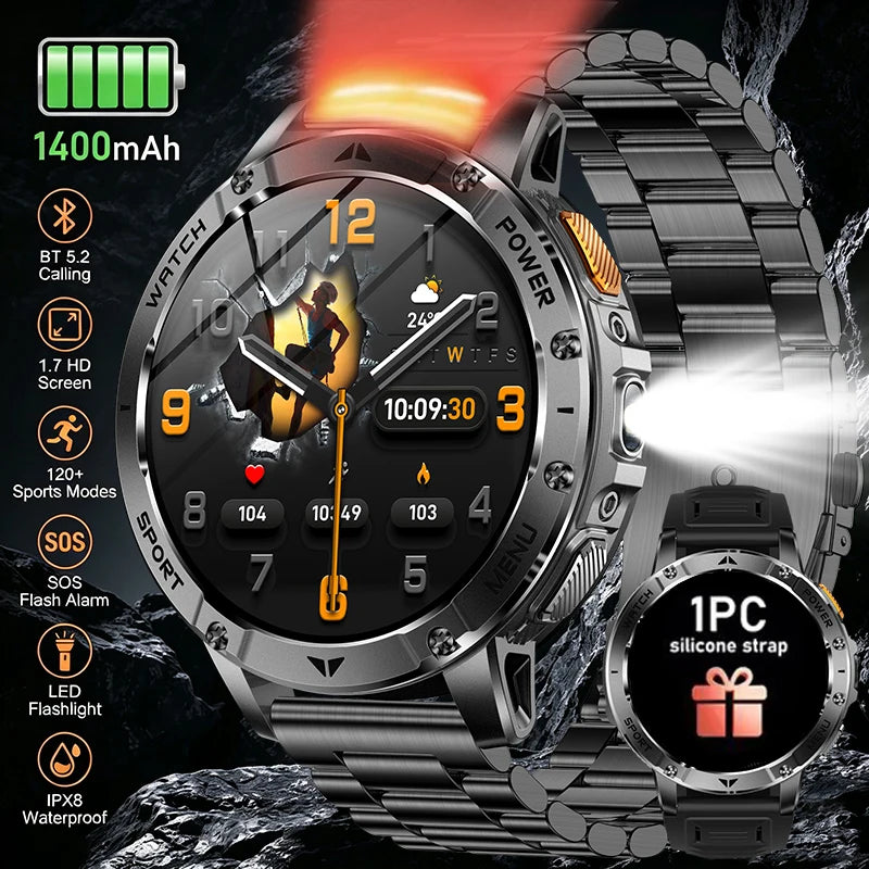 1.7-Inch IPS Smartwatch with Bluetooth Calls, SOS & 120+ Sports Modes