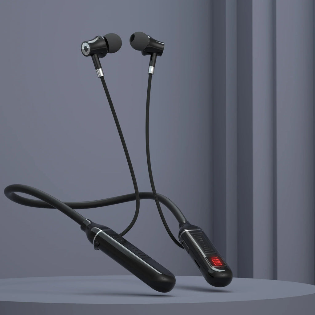 Auriculares inalámbricos de cuello Bluetooth 5.3 – Pantalla LED, Auriculares deportivos impermeables