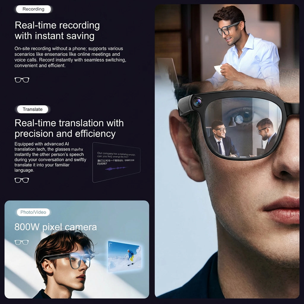 2026 New Smart AI Glasses with 8MP HD Camera 1080P Video Recording ChatGPT Integration Bluetooth Eyewear Business Travel Glasses